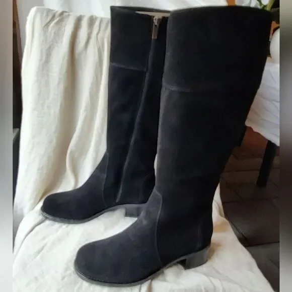 NWT La Canadienne Black Suede Riding Boots Women’s 6W – Quiet Luxury Waterproof - Picture 5 of 10